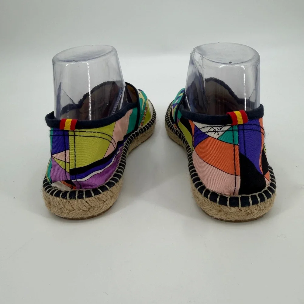 Respoke Geometric Silk Scarf Espadrilles Multicolor Slip On Flats Spain Size 38